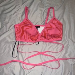 Pink Forever 21 Cross Up Top